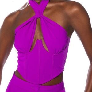 AKIRA Vibrant Magenta Cutout Crop Top